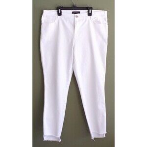 Lafayette 148 New York White Ankle Jeans High Rise Tapered Frayed Hems  14